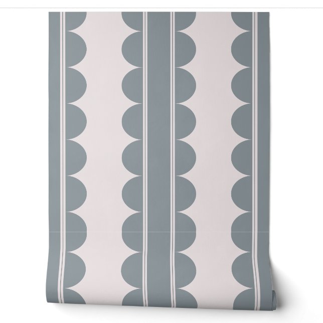 Papel pintado azul gris con festones (Desenrollar)