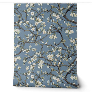 Papel Pintado Azul gris,Klimt,Árbol de almendras, arte,pintura,G
