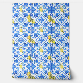 Papel Pintado Azul limón chic mediterráneo
