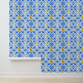 Papel Pintado Azul limón chic mediterráneo