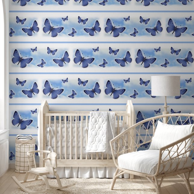 Papel Pintado Azul mariposa (Niños)