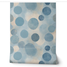 Papel Pintado Azul Moderno Abstracto con Puntos