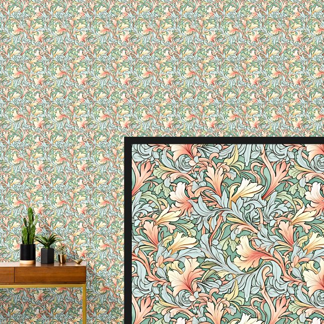 Papel Pintado Azul naranja sobre Art Nouveau verde (Subido por el creador)
