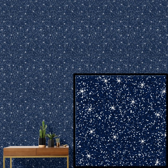 Papel Pintado Azul oscuro de la marina con estrellas espumosas (Subido por el creador)