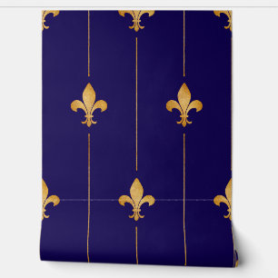 Papel Pintado Azul oscuro de oro vintage