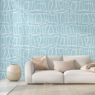 Papel Pintado Azul Pastel Claro Patrón de Arte de Cuadrados Redo