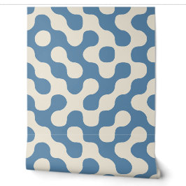 Papel Pintado Azul Polvoriento Geométrico Abstracto de Mitad de