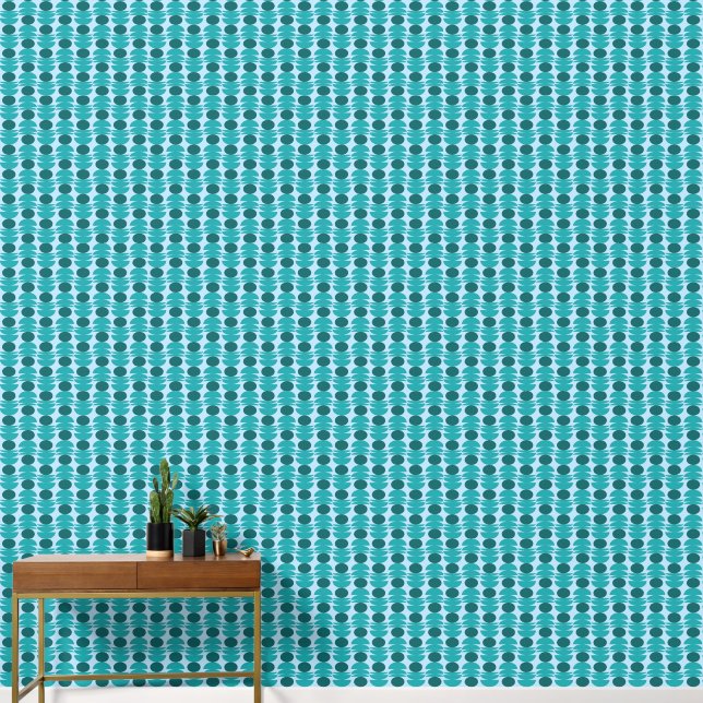 Papel Pintado Azul Redondo Geométrico (Pasillo)