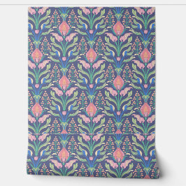 Papel Pintado Azul rosa pastel Floral Art Nouveau