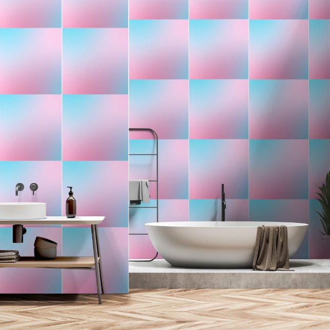 Papel Pintado Azul rosado Verde azulado contemporáneo (Baño)