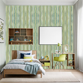 Papel Pintado Azul, verde y marrón rayado con pato bebé