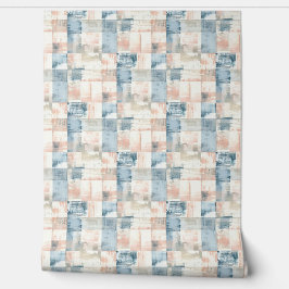Papel Pintado Azul Vintage y Pinceladas Rosadas