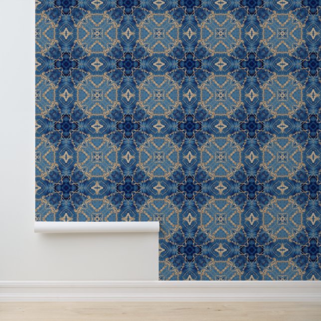 Papel Pintado Azul y árabe dorado (Solicitud)