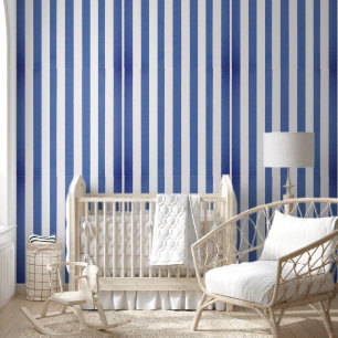 Papel pintado azul y blanco a rayas