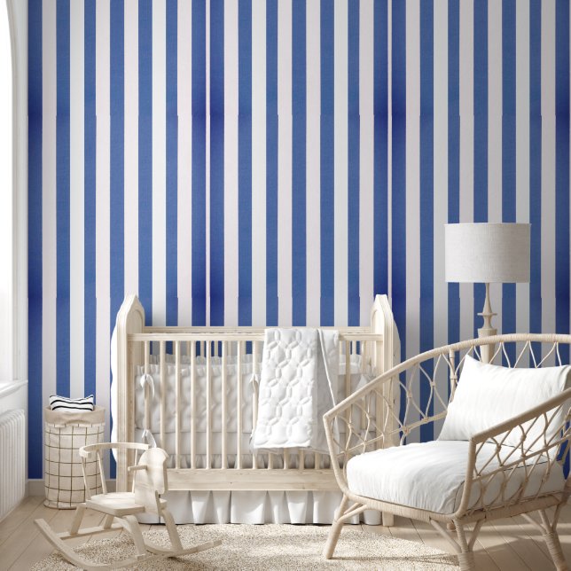 Papel pintado azul y blanco a rayas (Niños)