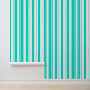 Papel pintado azul y blanco con rayas verticales d