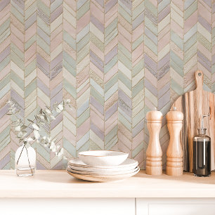 Papel Pintado Azulejo de mármol Chevron Pastel