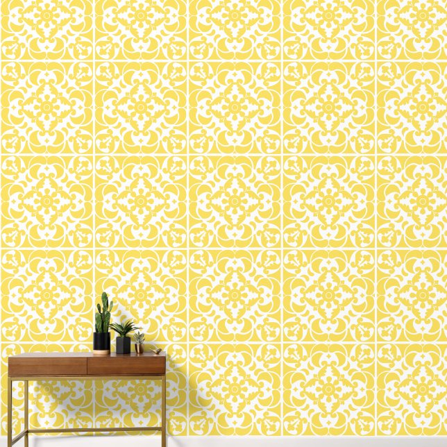 Papel Pintado Azulejos amarillo español portugués (Pasillo)