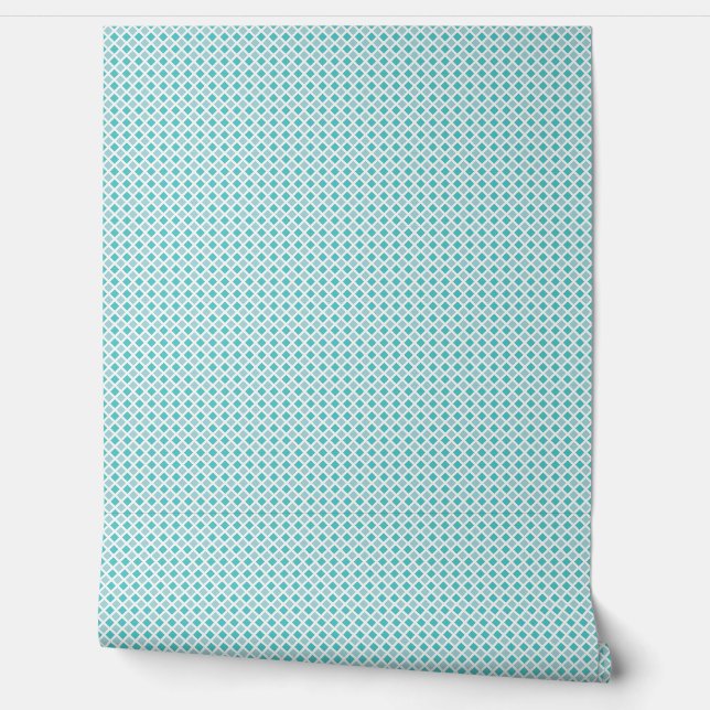 Papel Pintado Azulejos de diamantes blancos y acuáticos (Desenrollar)