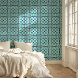 Papel Pintado Azulejos de mosaico azul y teal inspirados