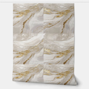 Papel Pintado Azulejos de yeso de oro blanco