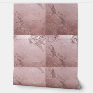 Papel Pintado Azulejos de Yeso Metálico Rosa Dorado