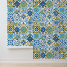 Azulejos en azul y amarillo