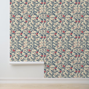 Papel Pintado Azules de Jouy y Aves