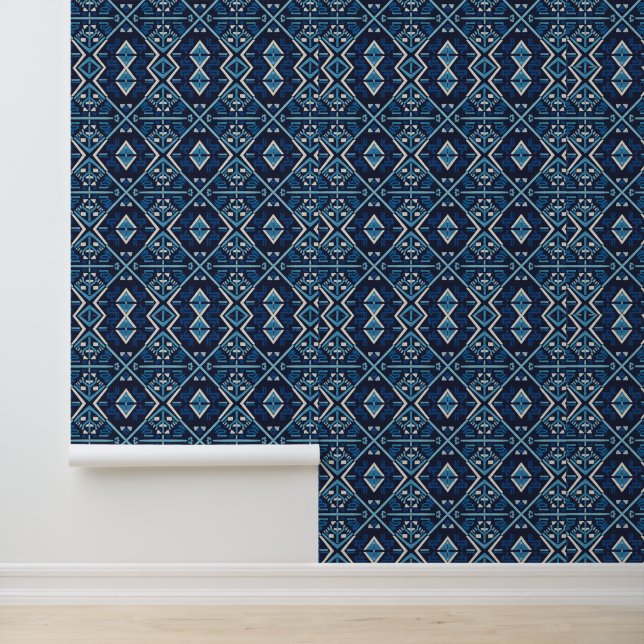 Papel Pintado Azure Moroccan Zellij Geometric Textured  (Solicitud)