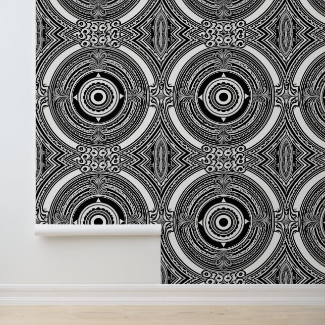 Papel Pintado B&W Medallion Motif (Solicitud)
