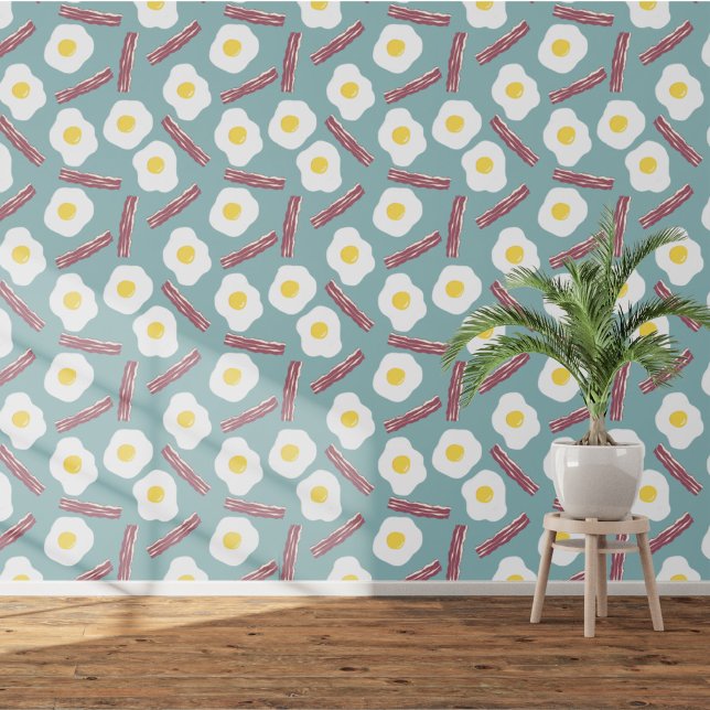 Papel Pintado Bacon y Huevo (Fun bacon and egg food themed wallpaper)