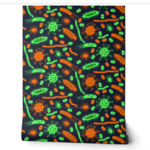 Papel Pintado Bacteria Brillante Microorganismo tóxico naranja v