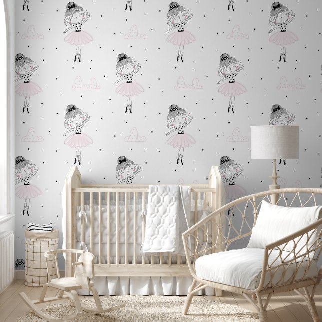 Papel Pintado Baile rosa lindo Ballerina Stars Girl's Room (Niños)