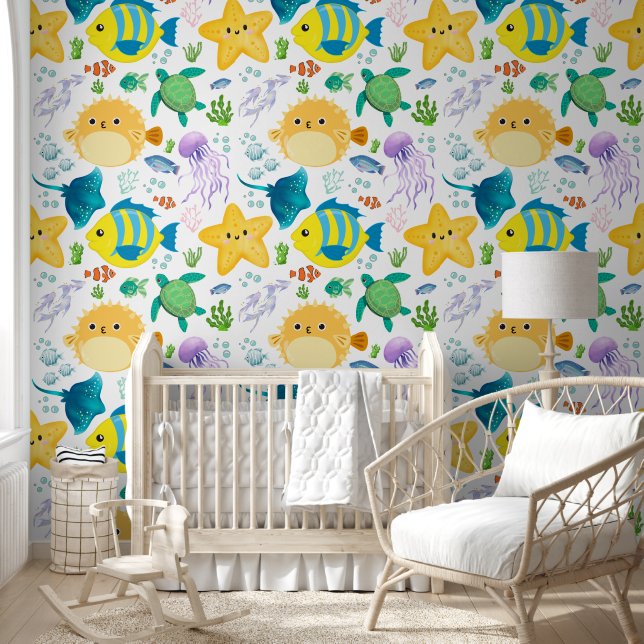 Papel Pintado Bajo el mar Animales (Niños)