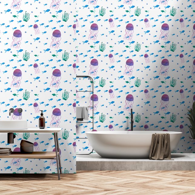 Papel Pintado Bajo el mar Jellyfish (Baño)