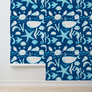 Papel Pintado Bajo el mar Pescado de cangrejo de ballena Starfis
