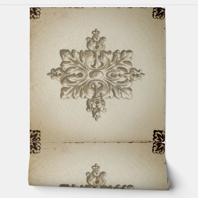 Papel Pintado baldosa blanca con decoración de transferencia ver (Desenrollar)