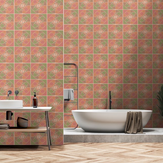 Papel Pintado Baldosas de cobre de cerámica (Baño)