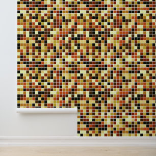 Papel Pintado Baldosas de piscina, mosaicos marrones, patrón geo