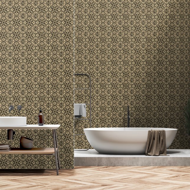Papel Pintado Baldosas florales de Sepia (Baño)