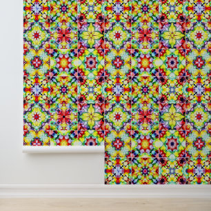 Papel Pintado Baldosas mediterráneas, mosaicos de tinta de alcoh