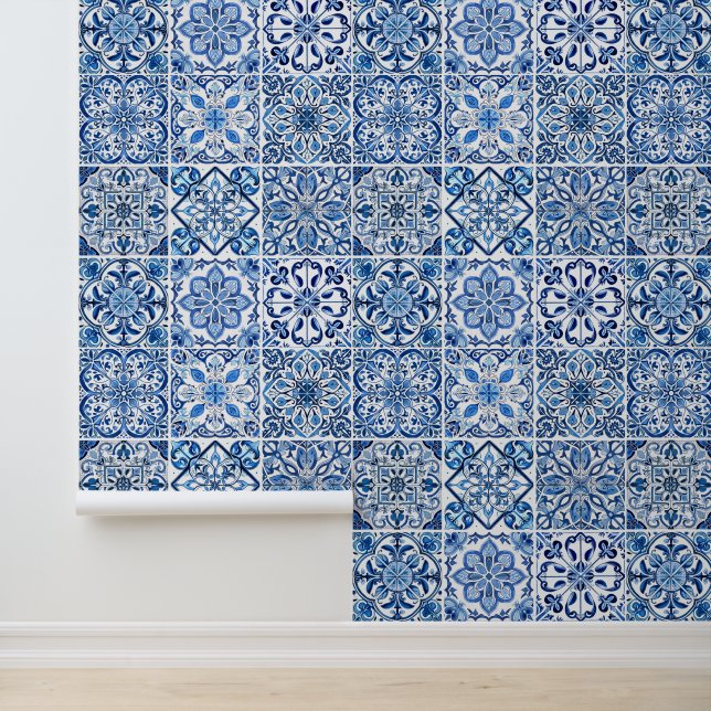 Papel Pintado Baldosas mediterráneas, portuguesas, azulejo, mall (Solicitud)
