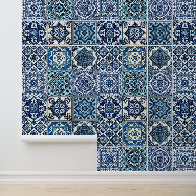 Papel Pintado Baldosas mediterráneas, portuguesas, azulejo, mall (Solicitud)