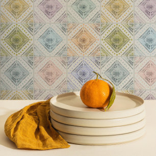 Papel Pintado Baldosas multicolores de Diamante Bohemio