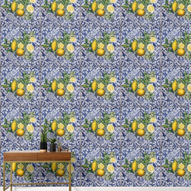 Papel Pintado Baldosas portuguesas de verano de Lemons (Pasillo)