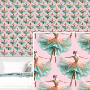 Papel Pintado Balerinas turquesa verde y Naranja en rosa