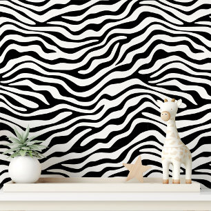 Papel Pintado Banda de cebra negra y blanca