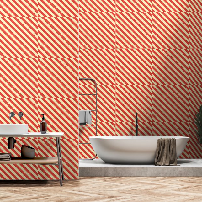 Papel Pintado Banda diagonal roja (Baño)