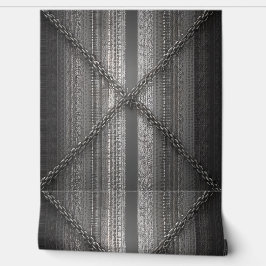 Papel Pintado Banda gris negrita con cadenas cruzadas