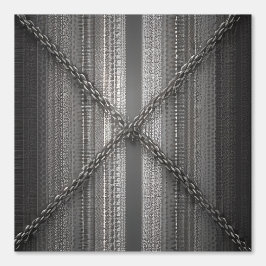 Papel Pintado Banda gris negrita con cadenas cruzadas